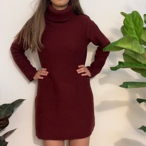 Tobi Burgundy Turtleneck Dress
